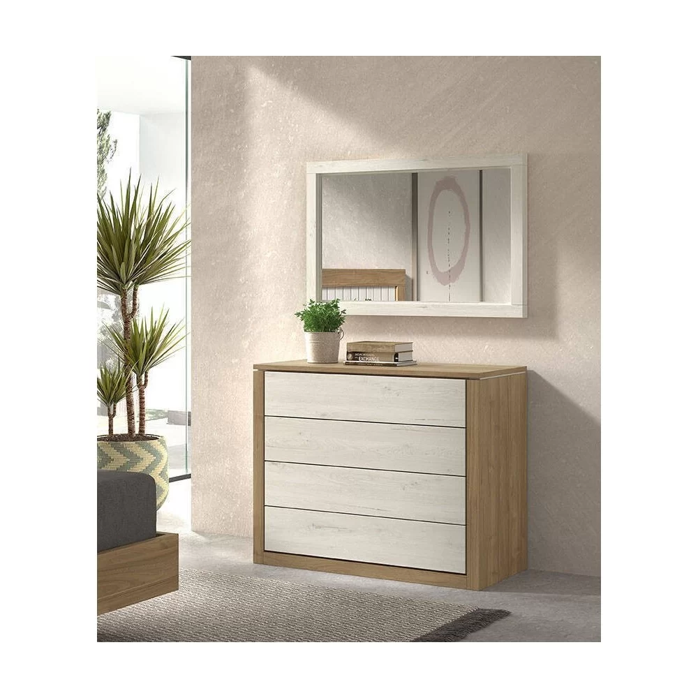 Cómoda con silla tapizada y espejo Mueble de almacenaje para dormitorio  moderno minimalista con espejo Cómoda