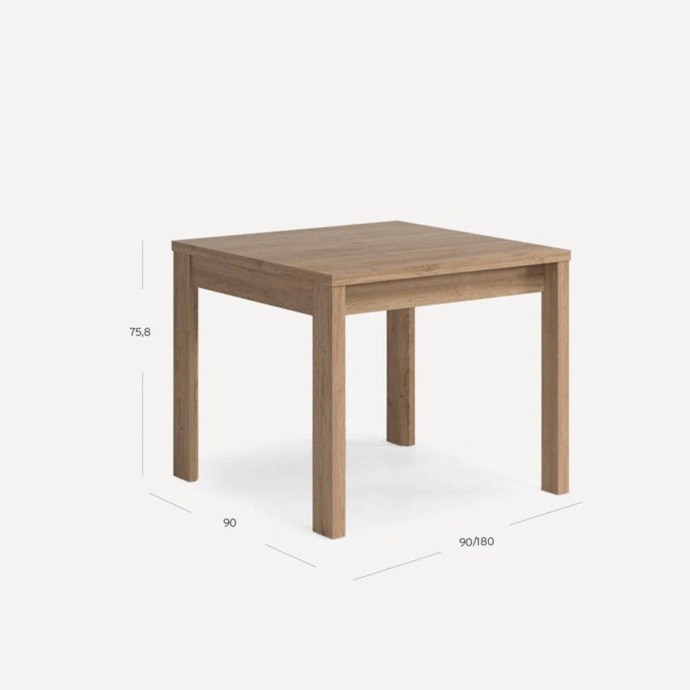 Mesa G0 cuadrada 90cm extensible