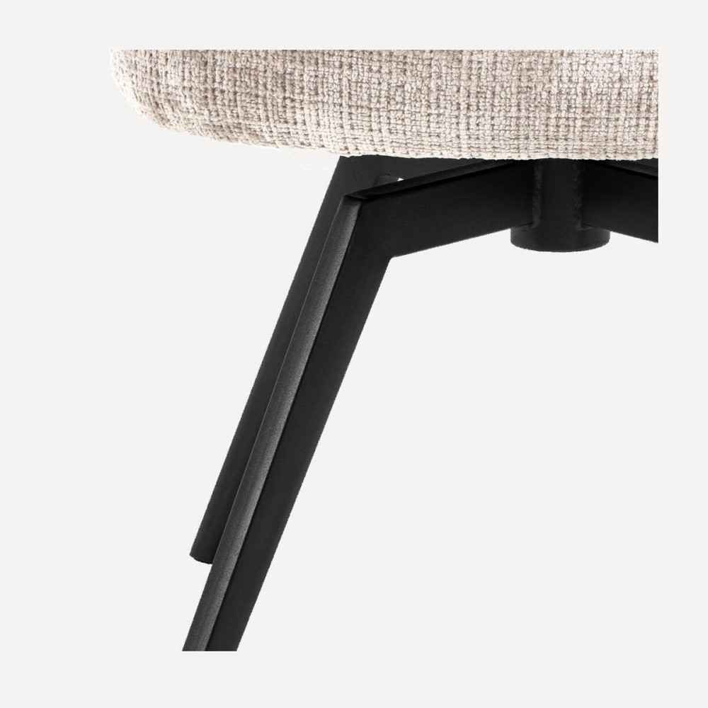 SILLA DARESILLA DE COMEDOR DARE CON REPOSABRAZOS, TELA JUTO BEIGE 4,  BASE METÁLICA NEGRA MATE Y RETORNO AUTOMÁTICO L58,5XP60XH8