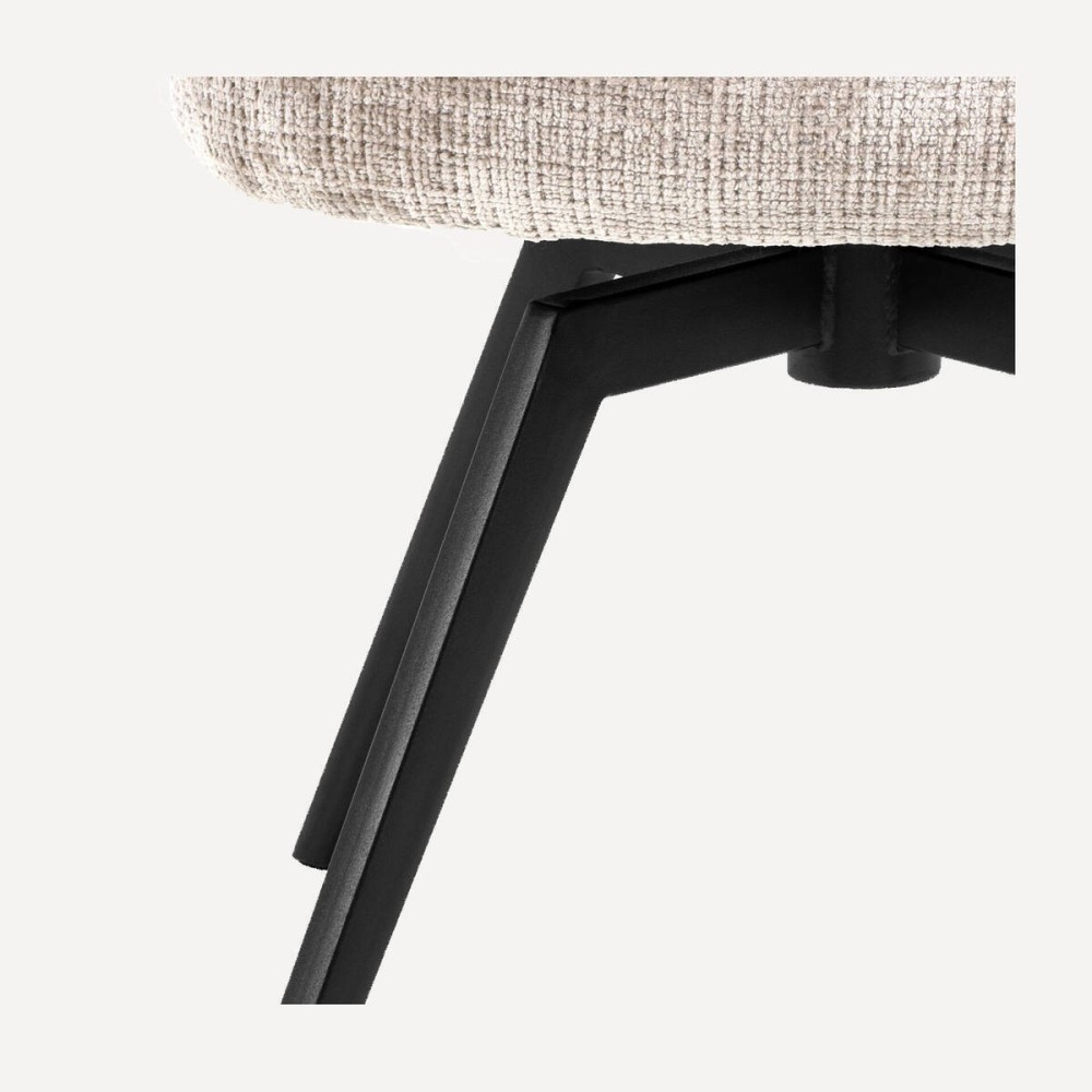 SILLA DARESILLA DE COMEDOR DARE CON REPOSABRAZOS, TELA JUTO BEIGE 4,  BASE METÁLICA NEGRA MATE Y RETORNO AUTOMÁTICO L58,5XP60XH8