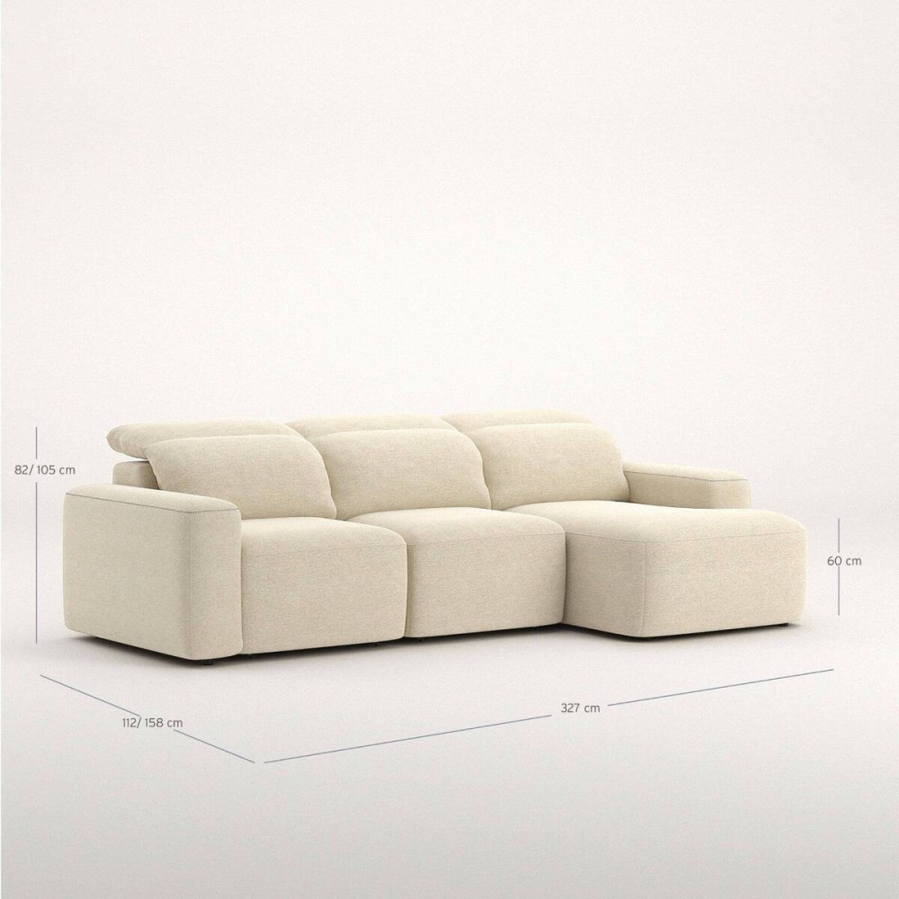 Sofá Marea chaise longue derecha deslizante manual de 327 cm