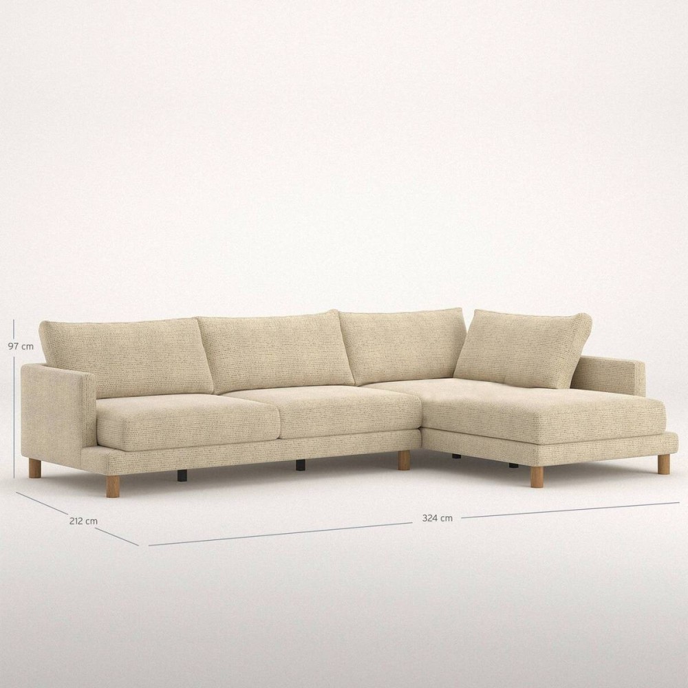 Sofá Basmar fijo chaise longue derecha de 324 cm
