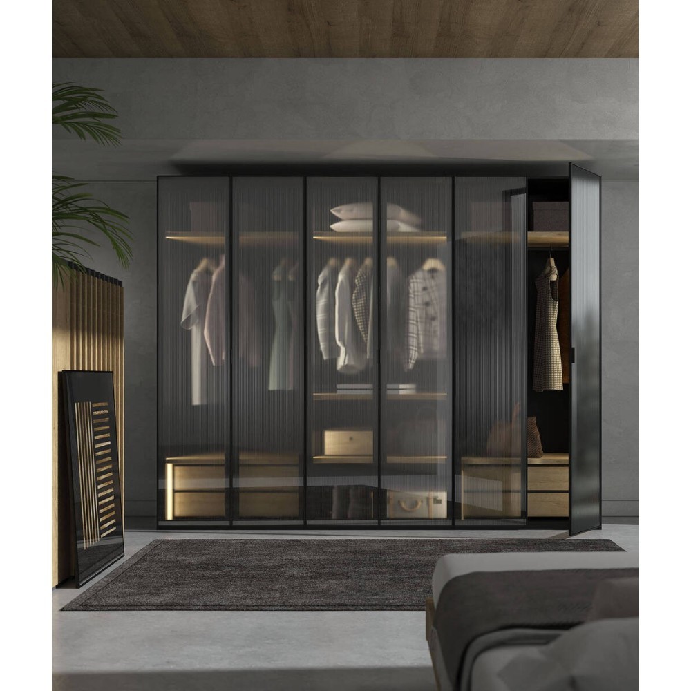 Armario de 6 puertas con vidrio RUGATE y LED YUME 26