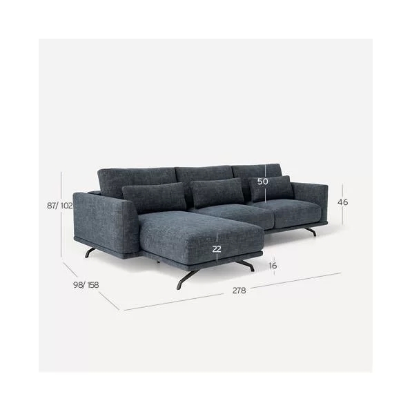 Sofá Koppola 3 plazas chaise longue izq.