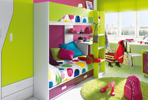 Habitaciones infantiles con literas. Viva el color