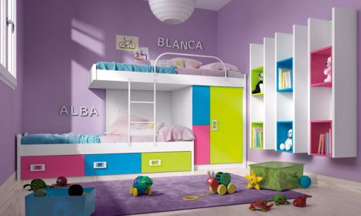 Organizar espacios de juego en casa. Literas con cajones de la colección Niu