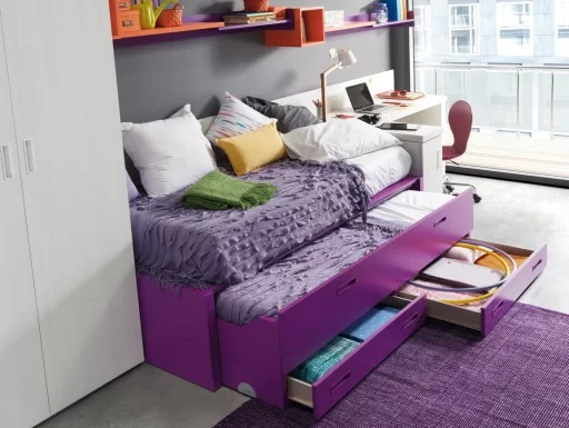 Organizar espacios de juego en casa. Cama nido con cajones de la colección Chroma